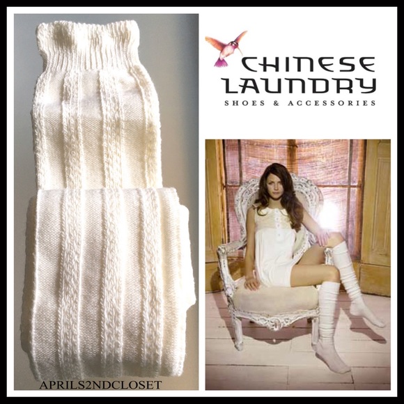 TALL OVER THE KNEE LUXE IVORY BOOT SOCKS A3C - Picture 4 of 4